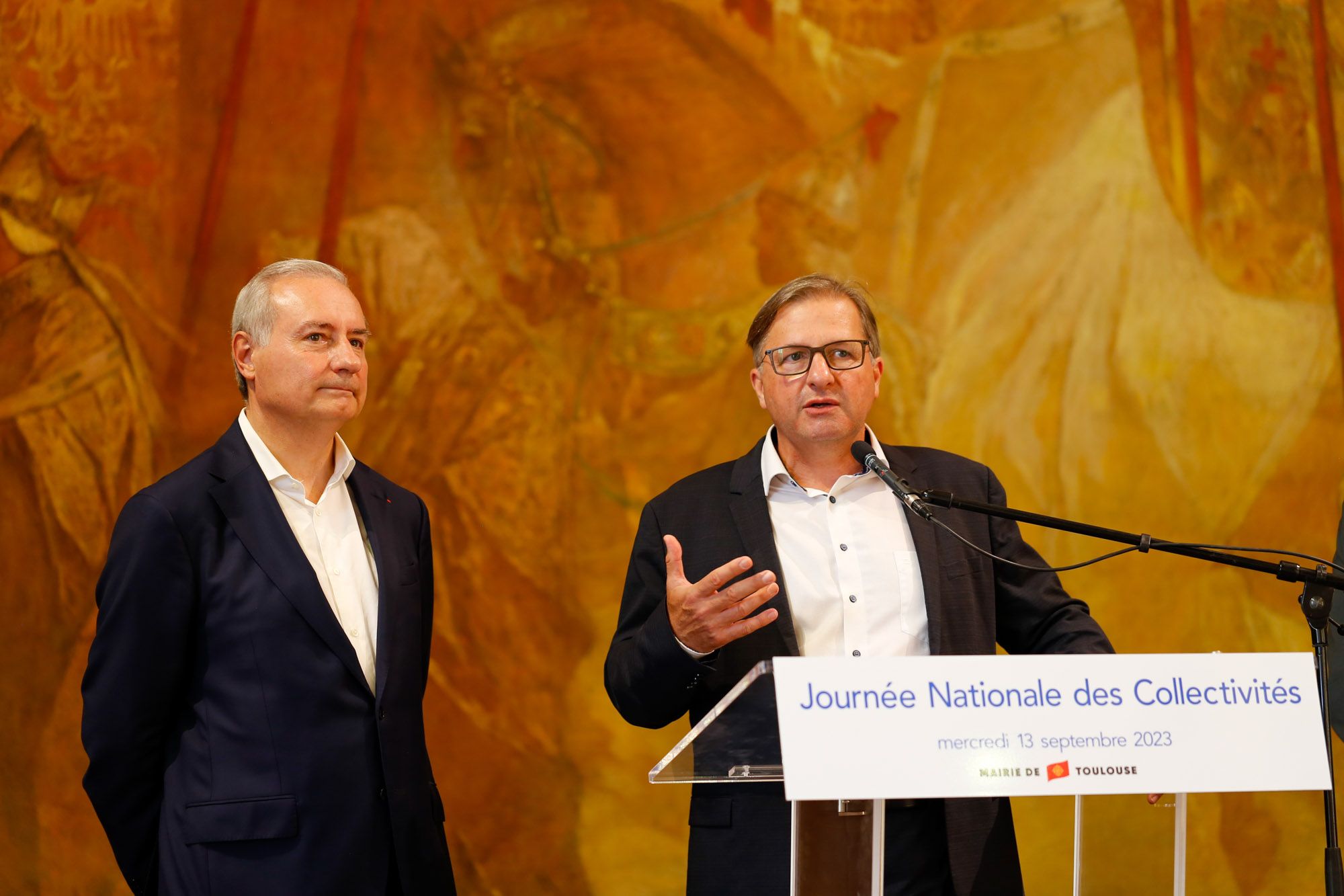 Photo représentant le Président de Toulouse Métropole, Jean-Luc Moudenc et le Président de l'ADEME, Sylvain Waserman, ont prononcé des discours mettant en avant l'engagement de la métropole et de l’ADEME pour la transition écologique.