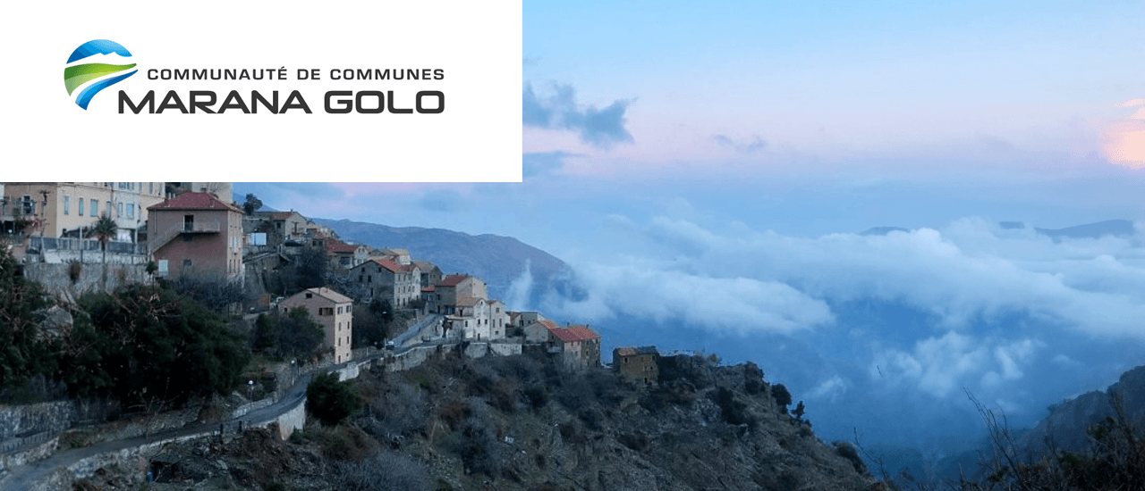 Paysage de montagne avec logo de Marana Golo
