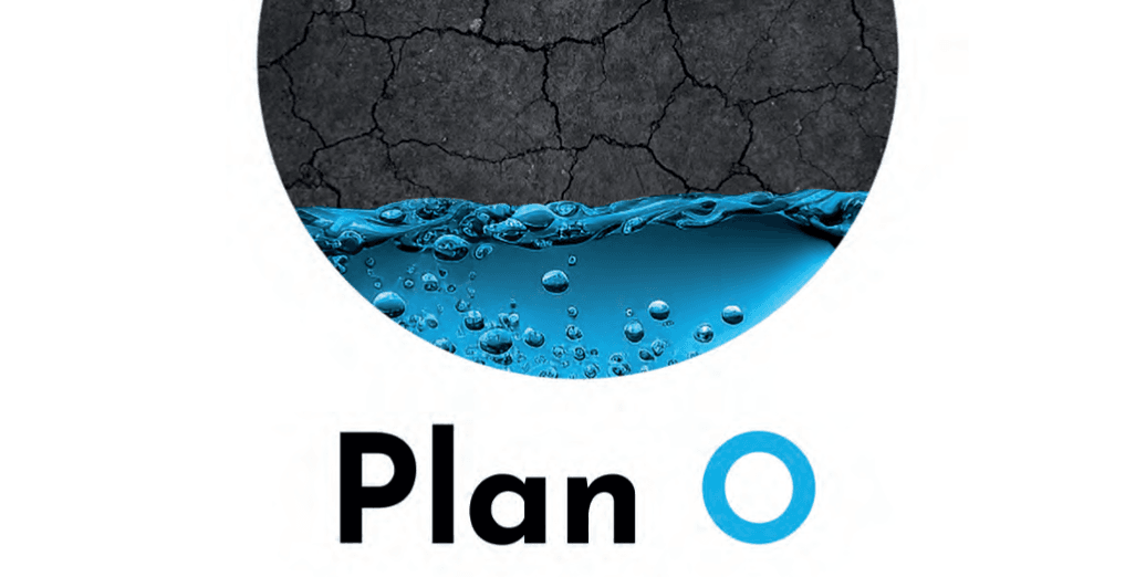 Couverture du dossier avec une goutte d'eau stylisée et le titre "Plan O"